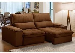 Sofá Retrátil 3 Lugares com Porta Copo 210cm Andes F05 Veludo Terracot