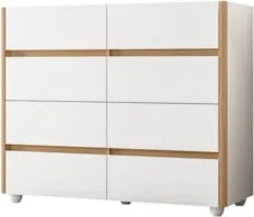 Cômoda Para Quarto 8 Gavetas 120cm Lynd A02 Branco/Freijó   - Mpozenat