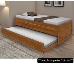 Bicama Solteiro Juvenil 2 Gavetas Bianca Imbuia - Atraente Móveis