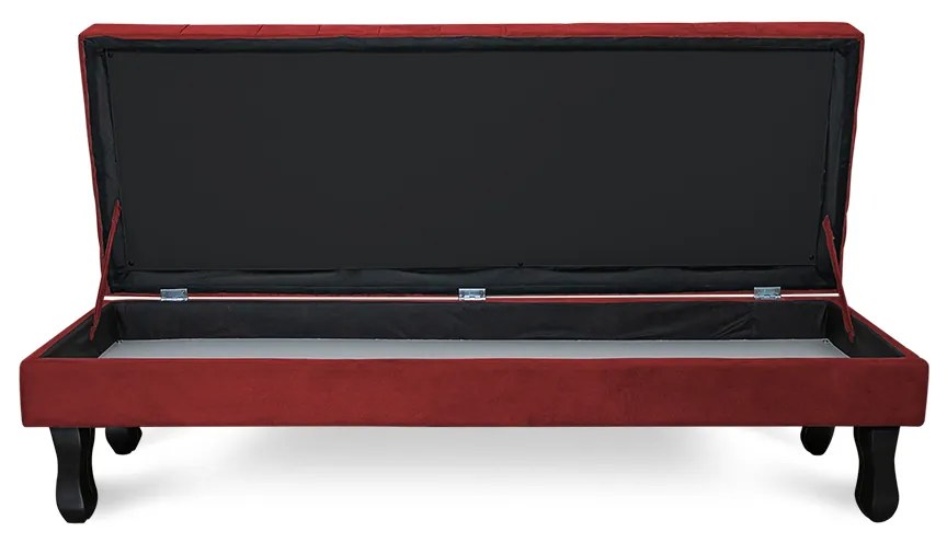Puff Baú Decorativo Capitonê Luis XV 100x40cm Suede Vermelho - Sheep Estofados - Vermelho