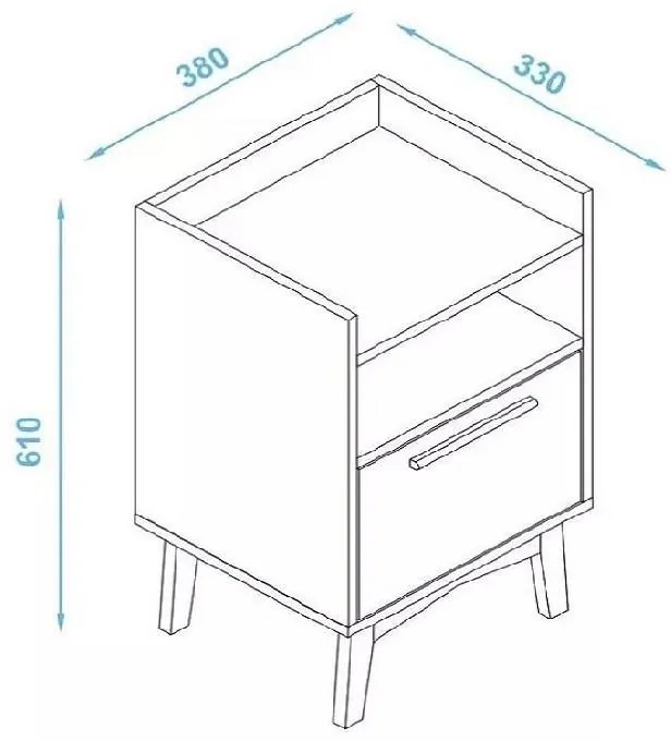 Criado Mudo Mesa de Apoio 1 Gaveta Branco Castanho