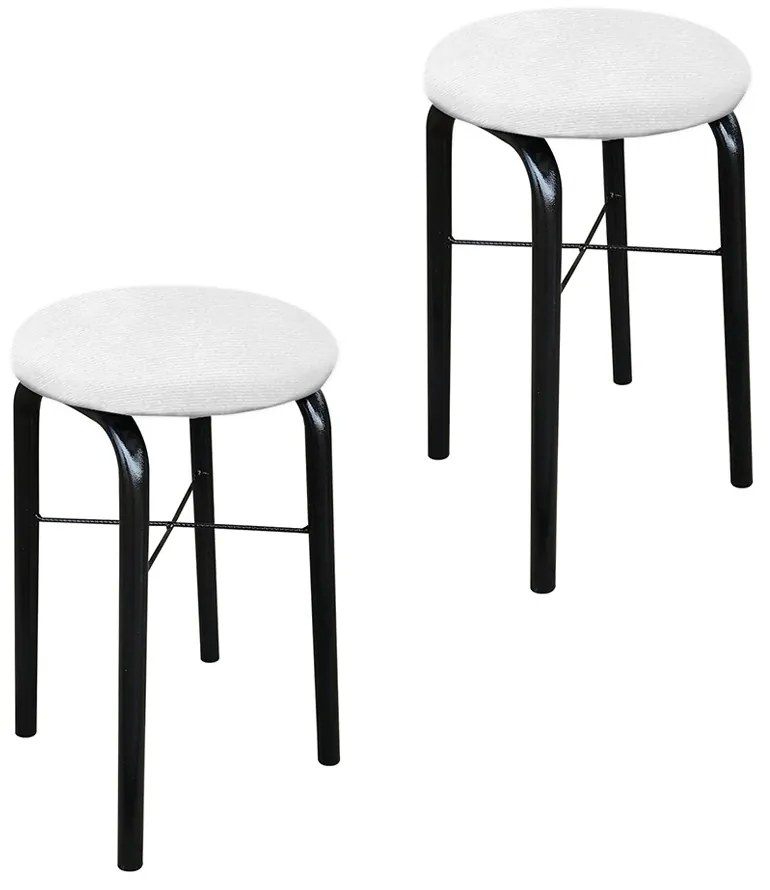 Kit 02 Banquetas Baixa Manu Suede - Branco