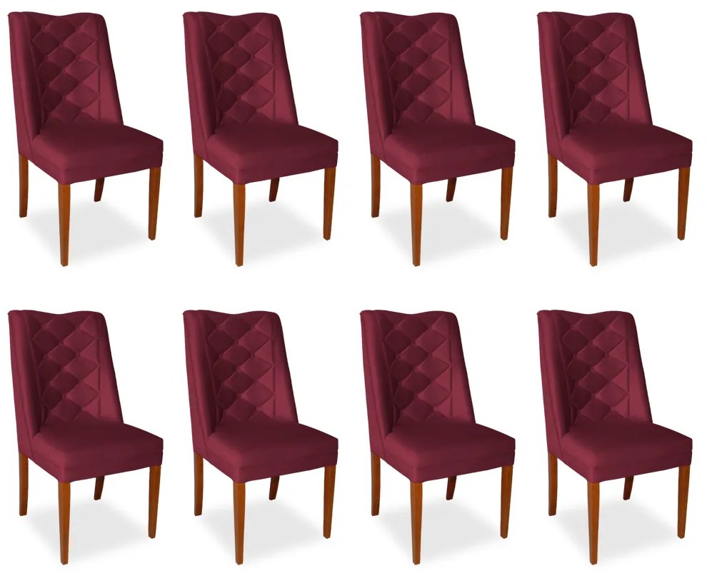 Kit 8 Cadeiras de Jantar Micheli Suede Bordo