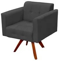 Kit 2 Poltronas Decorativas Base Madeira Giratória Ana Suede Grafite -