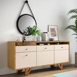 Cristaleira Aruan Buffet Ellora e Espelho Adnet 67cm H01 Off White/Car