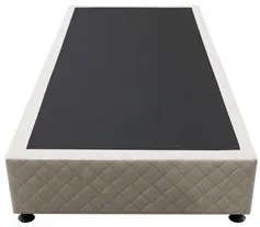 Base Box para Cama Solteiro 88x188cm Liz S05 Suede Bordado Bege - Mpoz