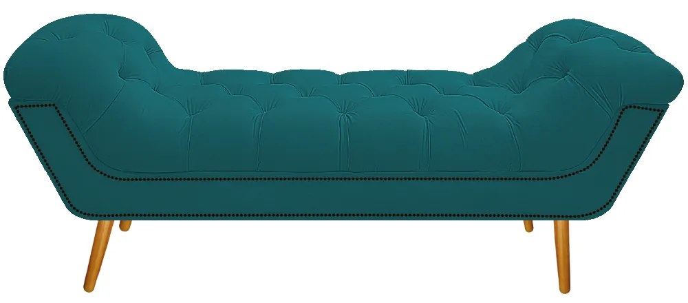 Calçadeira Estofada Veneza 195 cm King Size Suede Azul Turquesa - ADJ Decor