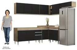 Armário de Cozinha Modulado de Canto 7 Peças CP22 Balcão sem Tampo Cas