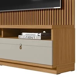 Rack com Painel Ripado para TV 75 Pol. 180cm Golden L06 Nature/Off Whi