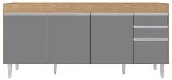 Balcão Gabinete Para Pia 180cm Sem Tampo Dallas Castanho/Cinza - Lumil