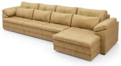 Sofá Retrátil 4 Lugares Para Sala 339cm Dijon Couro Bege S07 - Mpozena