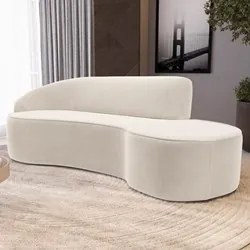 Sofá Living 3 Lugares 260cm Braço Esquerdo Mozart D06 Veludo Bege - Mp