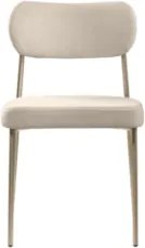 Cadeira Jantar Estofada Pé Metal Rosê Kit 2 Lavy Boucle Bege S08 - Mpo