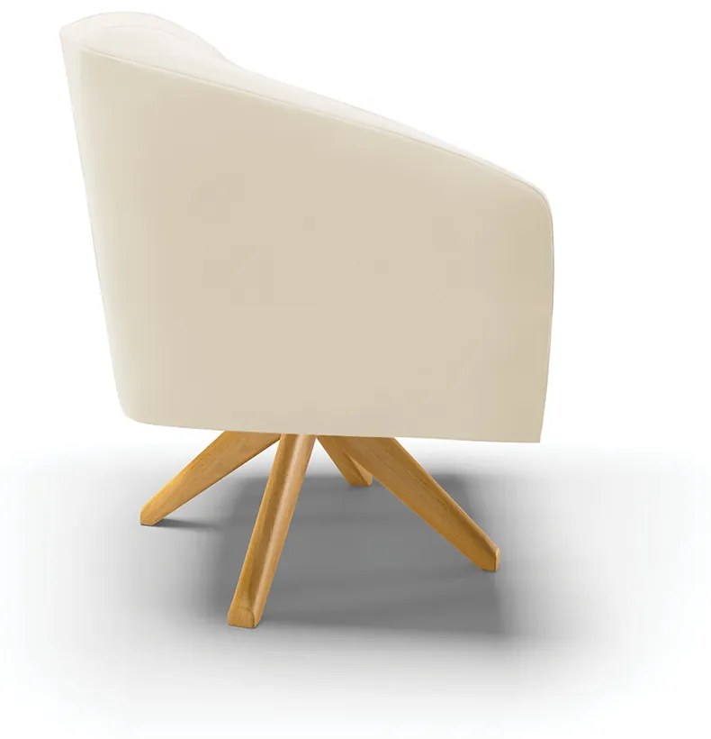 Poltrona Decorativa Giratória MA30 Stella Veludo Bege D03 - D'Rossi