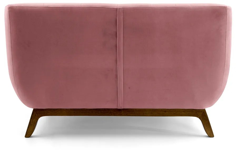 Sofá 2 Lugares Odeon D07 140cm Base Madeira Veludo Rosa - D'Rossi