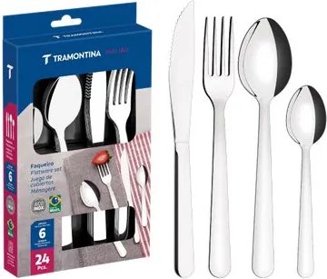 Faqueiro Tramontina Malibu em Aço Inox 24 Peças