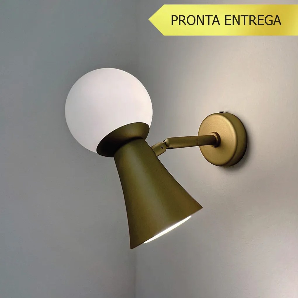 Arandela Cone 10X18,5X18,7 Aluminio E Globo Ø10Cm 01Xmr16 + 01Xg9 - Qi... (PRETO)