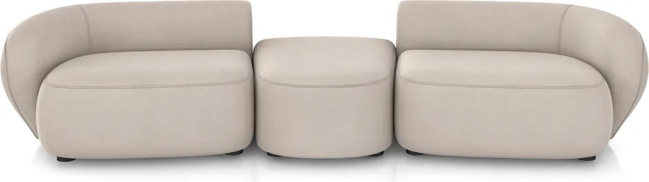 Sofá Versátil Sala de Estar Egito 302cm Modulado Veludo Bege G52 - Gran Belo