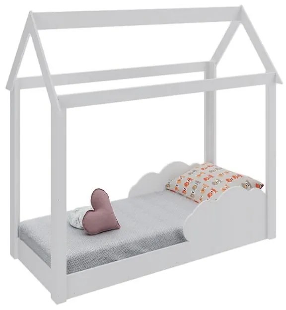Cama Infantil com Nuvem Casinha Quarto Montessoriano Branco