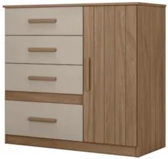 Cômoda Para Quarto 98cm Com 4 Gavetas Baco Carvalho/Fendi Z17 - Mpozen
