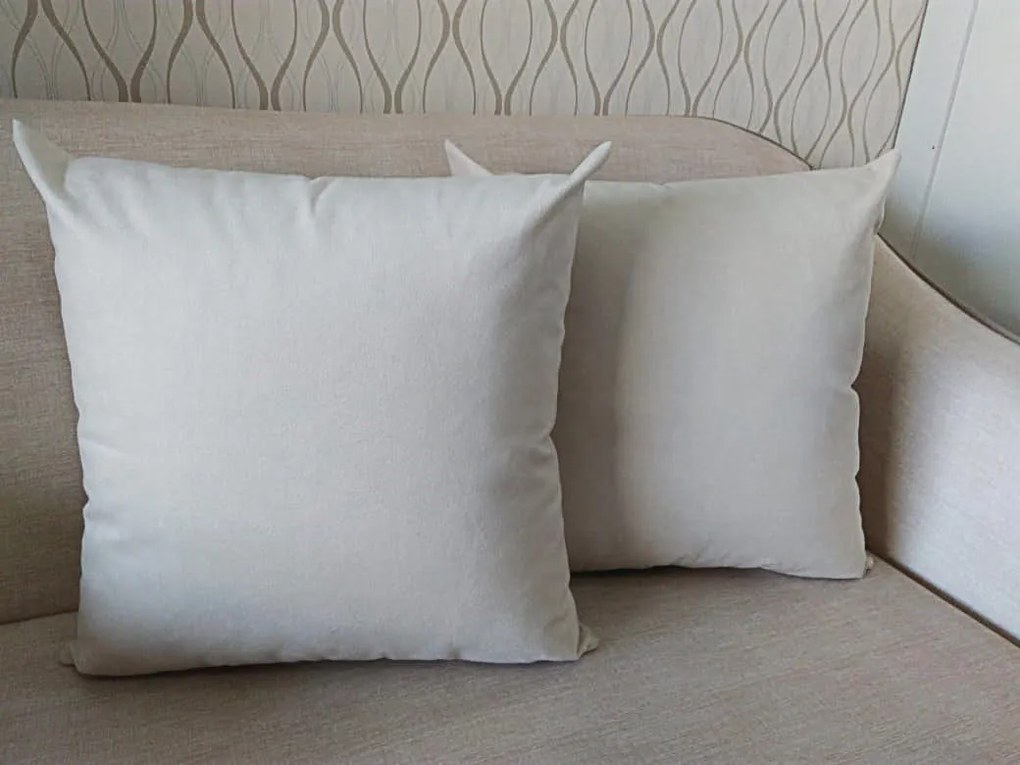 2 Capas Almofada Suede Liso Marfim 50x50cm