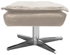 Puff Decorativo Sala de Estar Base Giratória Cromada Opla Suede Bege -