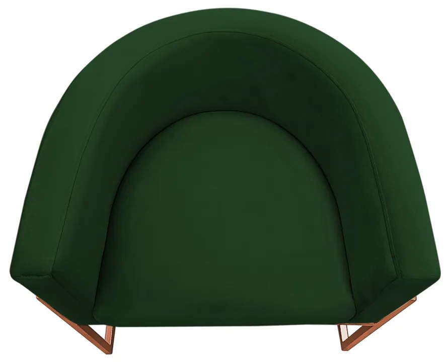 Poltrona Decorativa Base Metal Bronze Luna Veludo Verde - Sheep Estofados - Verde escuro