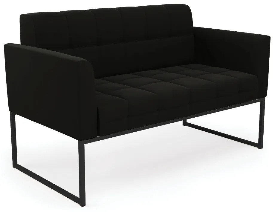 Sofá Namoradeira Elisa Suede Preto Base Metálica Industrial Preto - D'Rossi