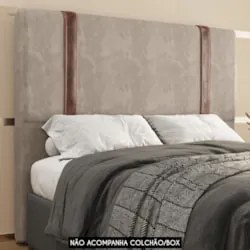 Cabeceira Cama Box Queen 160cm Estofada Glory Veludo Bege Z04 - Mpozen