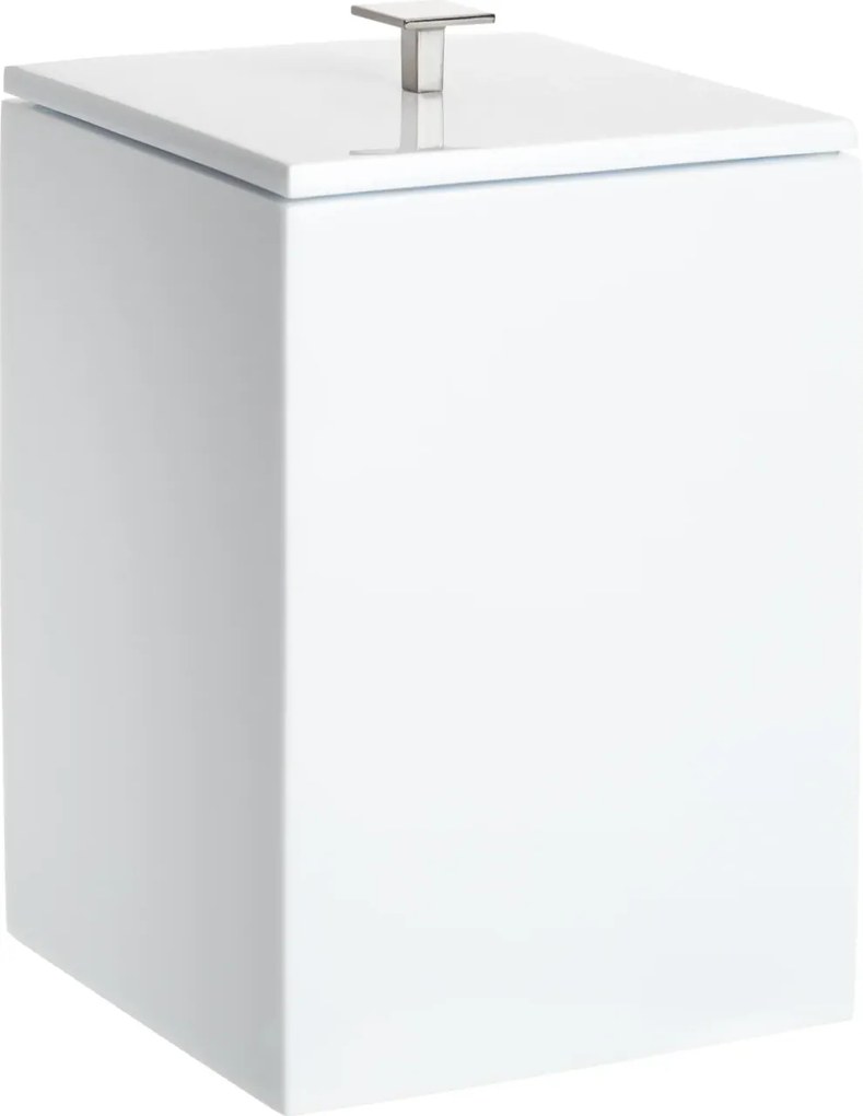 Lixeira de Piso Resina Branco Cromado