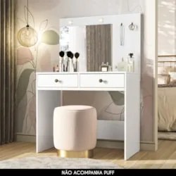 Penteadeira Camarim Com Espelho 2 Gavetas Siena Z17 Branco - Mpozenato