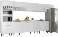 Armário de Cozinha Com Tampo CP06 390cm Pérola Branco Z34     - Mpozen