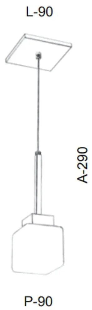 Pendente Simples Vidro Quadrado 09X29X09Cm Metal E Cubo 01Xg9 |Old Art... (BRANCO, FOSCO (BRANCO))