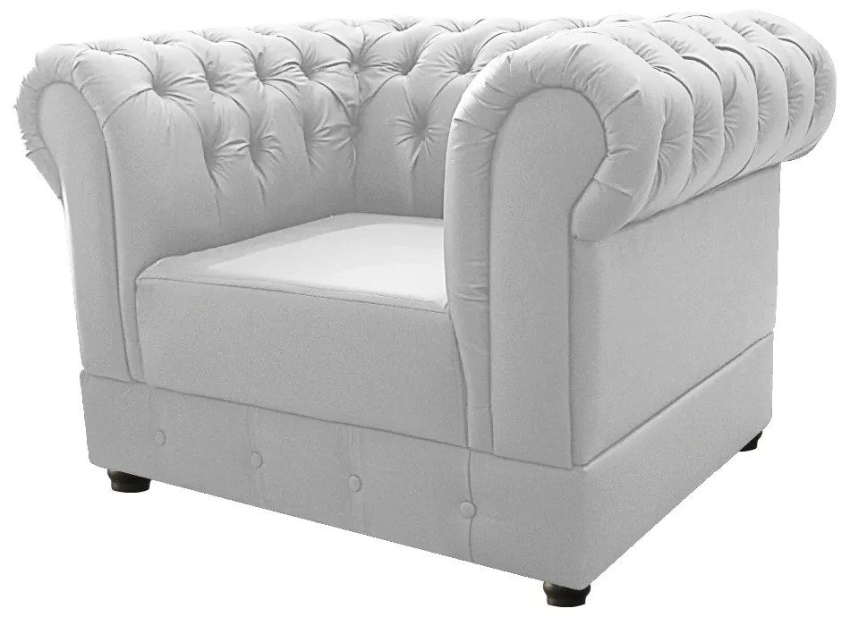 Kit Poltrona e Namoradeira Chesterfield Ana Suede Branco - ADJ Decor