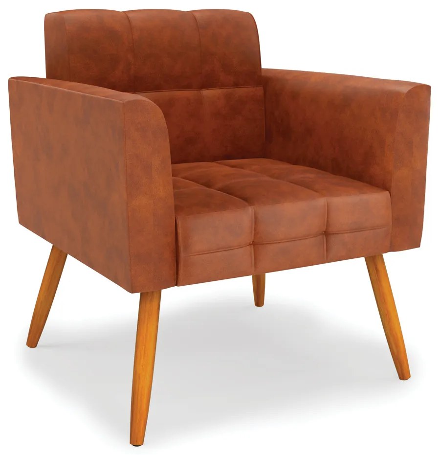 Poltrona Elisa Corano Nozes Pés Palito Castanho D03 - D'Rossi