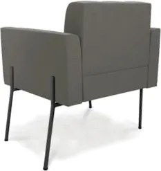 Poltrona Para Sala Pé Metal Preto Kit 2 Ana Suede Grafite - Ibiza