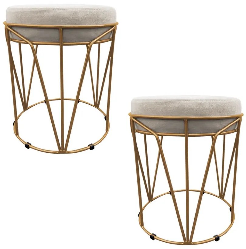 KIT 02 PUFF BABU SUEDE BASE DOURADO DROS - Bege