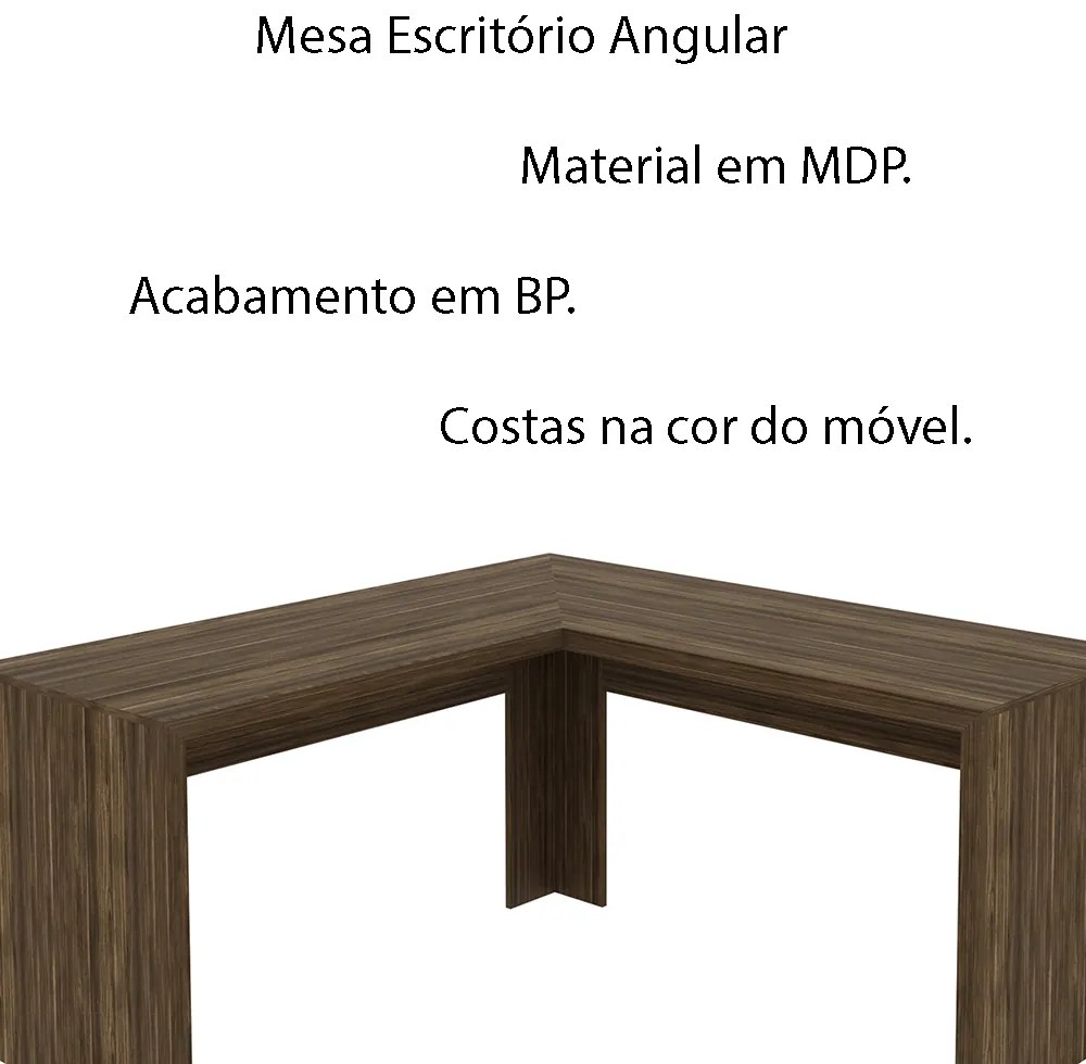 Mesa Angular para Escritório Home Office ME4116 MDP Nogal G69 - Gran Belo