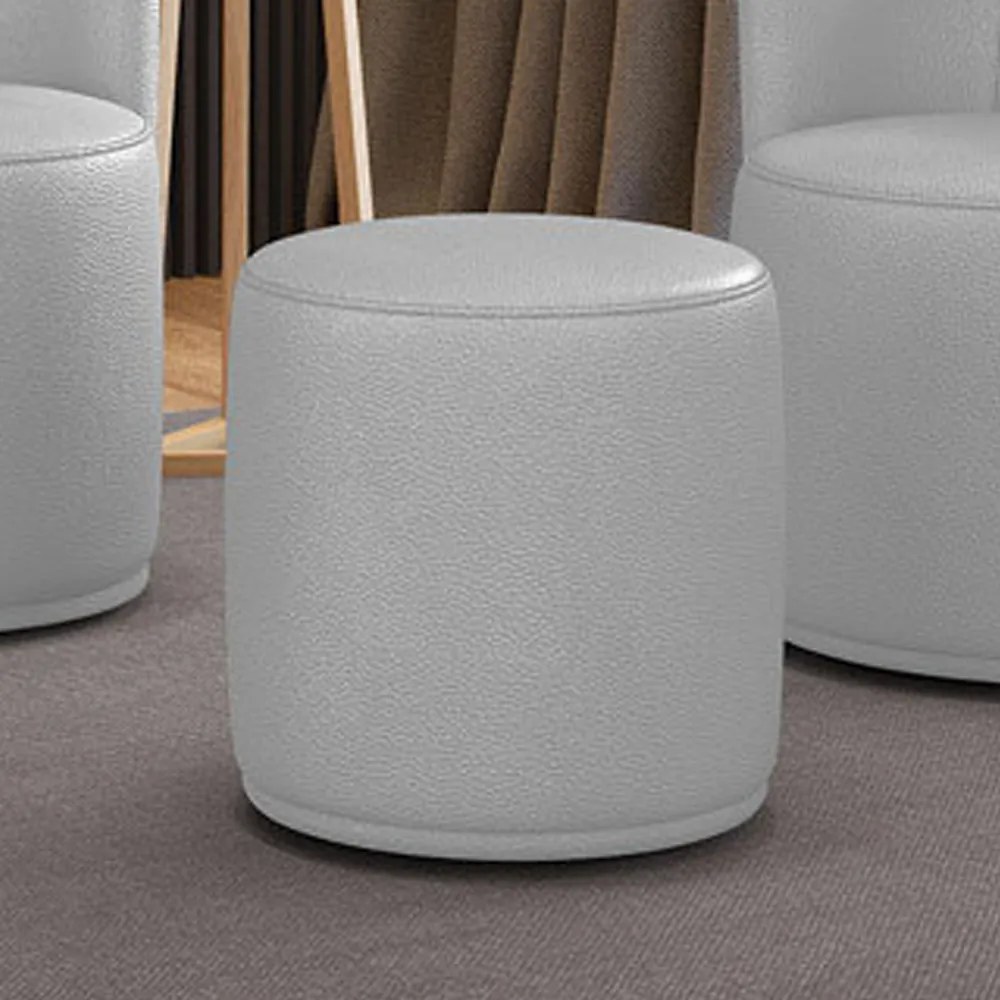 Puff Redondo Orgânico para Sala kit 2 Malu Sintético M11 - D'Rossi - Cinza