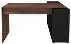 Mesa Escrivaninha em L Eron e Estante Livreiro 90x187cm Lean A06 Ipê/P