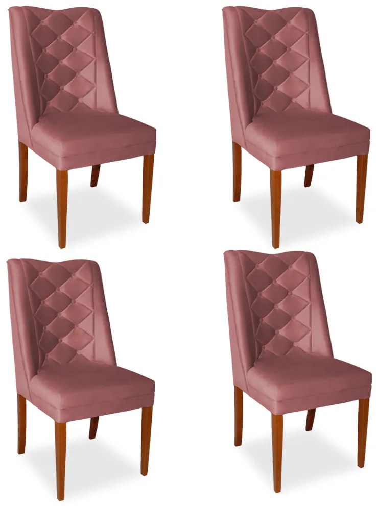 Kit 4 Cadeiras de Jantar Micheli Suede Rose