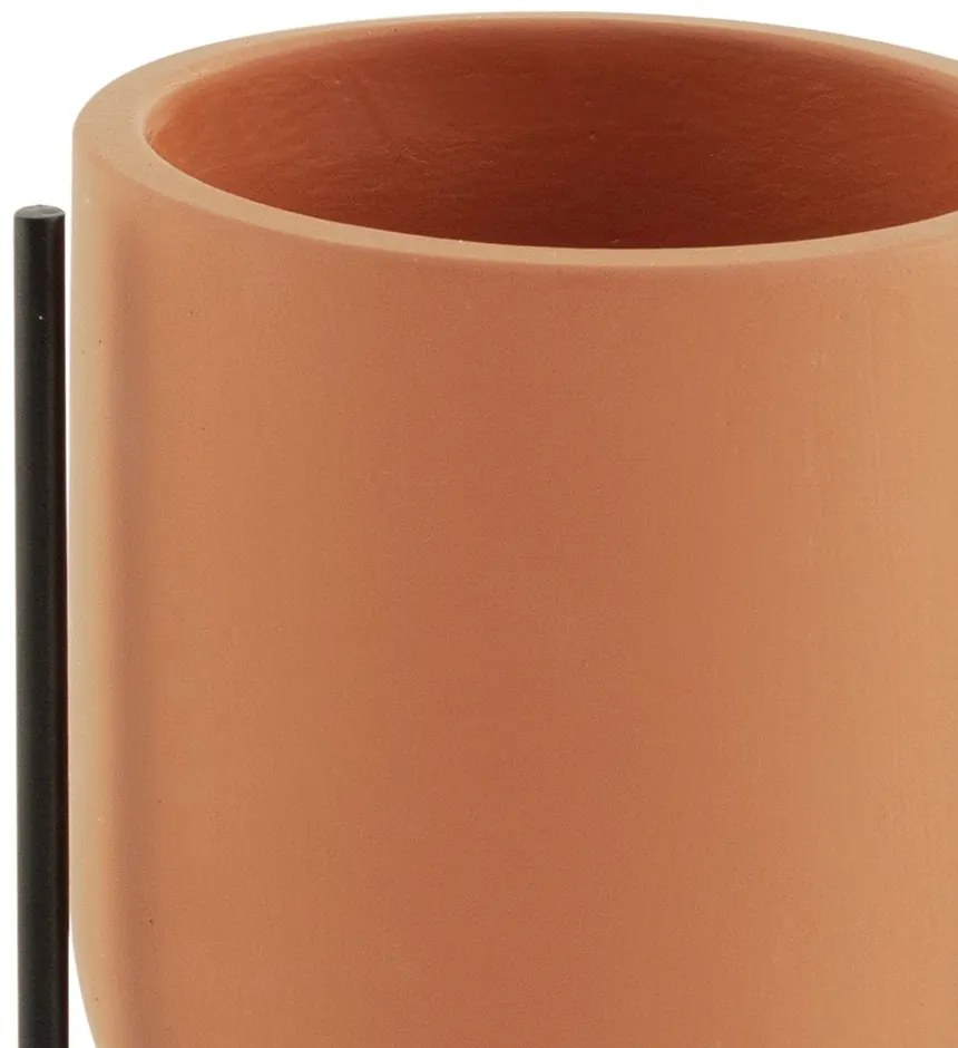 Cachepot Terracota em Cimento com Suporte Metálico Preto 15x10,5 cm - D'Rossi