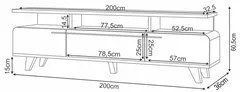 Rack Bancada Para TV 70 Pol 200cm 3 Portas Amago H01 Off White/Cinamom