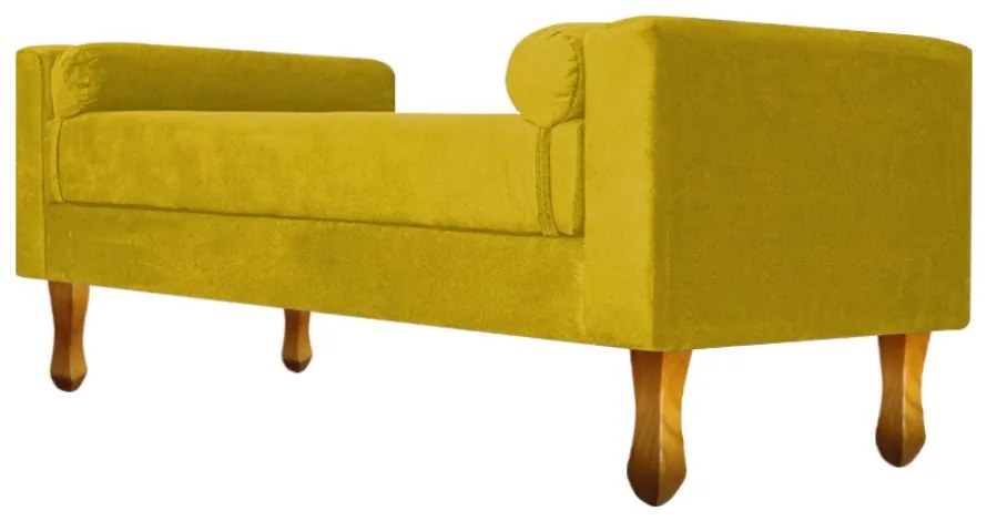 Recamier Félix King Size 195cm Suede Amarelo - ADJ Decor