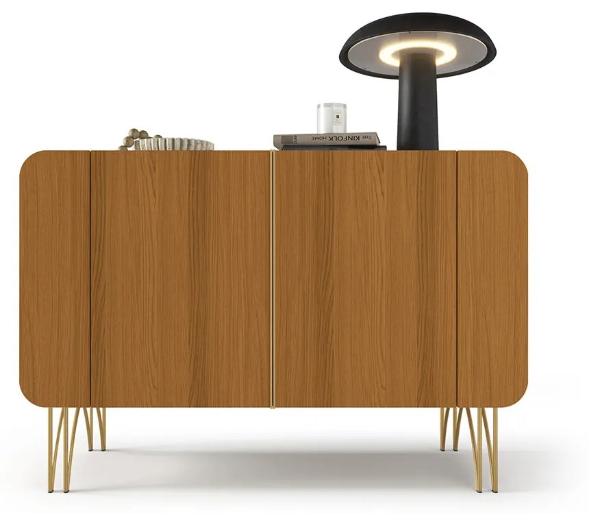 Balcão Aparador Buffet Pé Metal Lossy Off White/Cinamomo H01 - D'Rossi