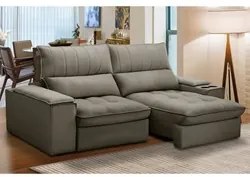 Sofá Retrátil 3 Lugares com Porta Copo 210cm Andes F05 Veludo Marrom -