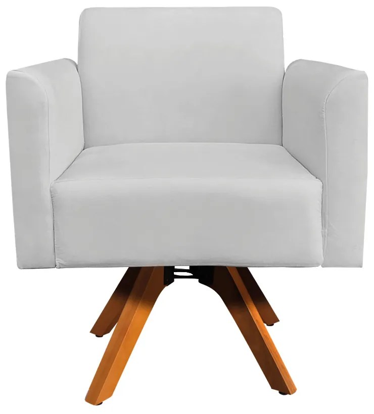 Poltrona Giratória Marisa Suede Base Madeira MM30 D03 - D'Rossi - Cinza