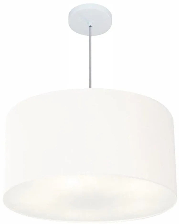 Lustre Pendente Cilíndrico Md-4101 Cúpula em Tecido 60x30cm Branco - Bivolt