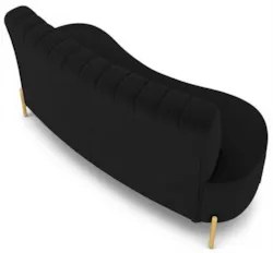Sofá 2 Lugares 160cm Pés Aço Dourado Tamar Veludo Preto Z08 - Mpozenat