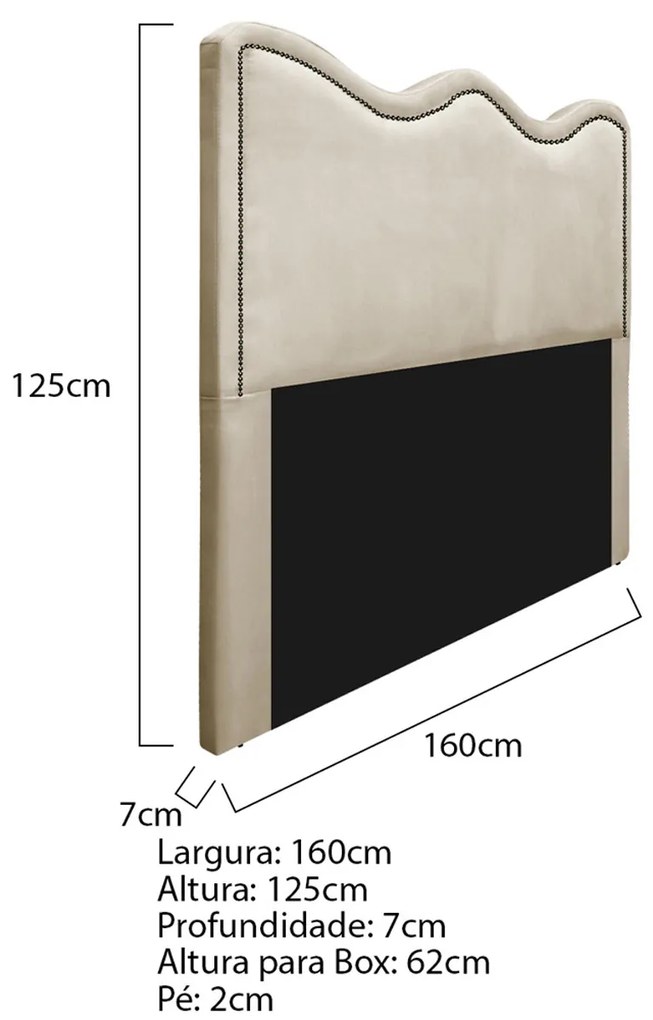 Cabeceira Queen Bari P02 160 cm para cama Box Corano - ADJ Decor